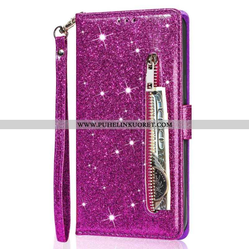 Flip Case Samsung Galaxy S23 5G Glitter Kolikkopussi