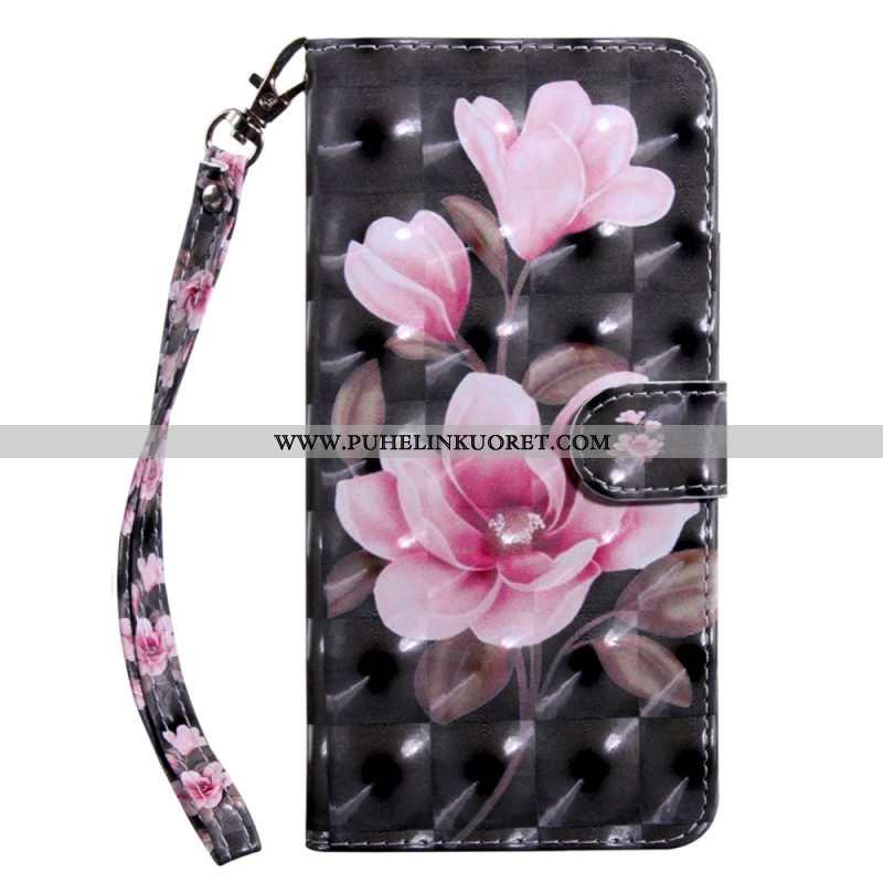 Flip Case Samsung Galaxy S23 5G Suojaketju Kuori Strappy Kukka