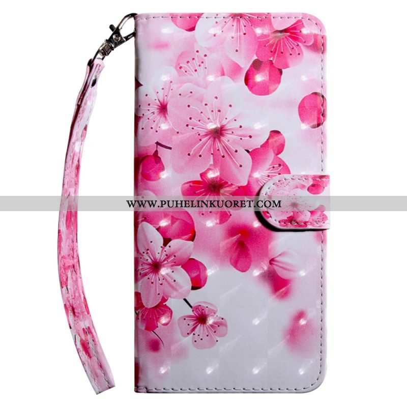 Flip Case Samsung Galaxy S23 5G Suojaketju Kuori Strappy Kukka