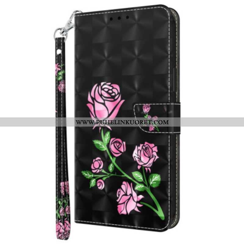 Kotelot Samsung Galaxy S23 5G Suojaketju Kuori Strappy Graphic Rose