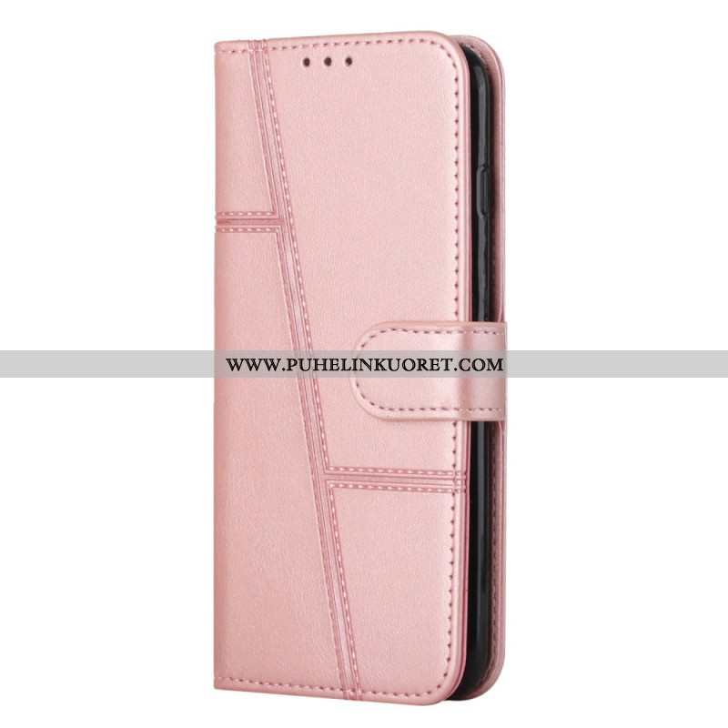 Kotelot Samsung Galaxy S23 5G Suojaketju Kuori Strappy Geometric Leather Style