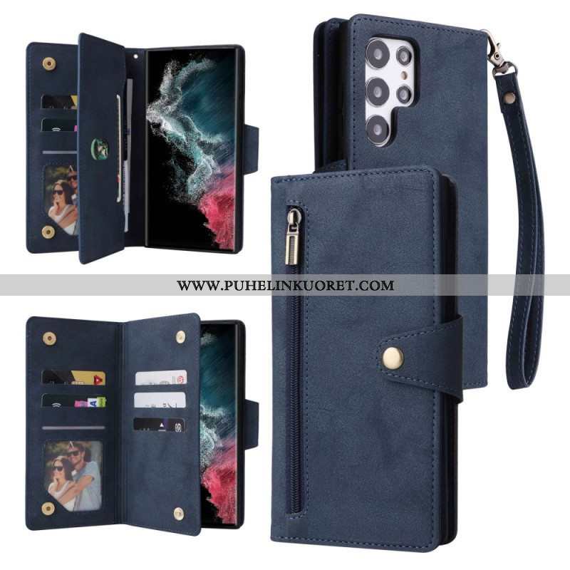 Flip Case Samsung Galaxy S23 Ultra 5G Monikortti Ja Lompakko