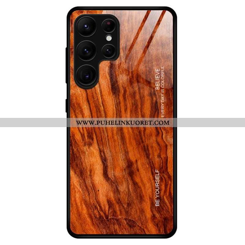 Kuori Samsung Galaxy S23 Ultra 5G Wood Design Karkaistu Lasi