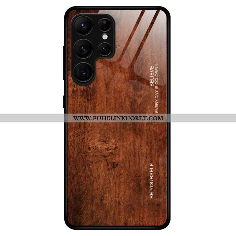 Kuori Samsung Galaxy S23 Ultra 5G Wood Design Karkaistu Lasi