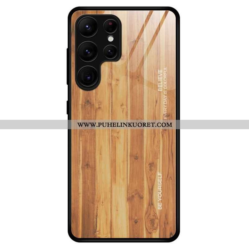 Kuori Samsung Galaxy S23 Ultra 5G Wood Design Karkaistu Lasi