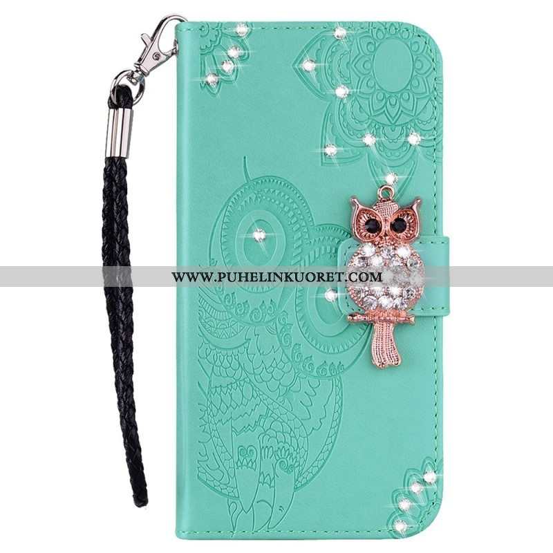 Flip Case Samsung Galaxy S23 Ultra 5G Pöllö Mandala Ja Charm