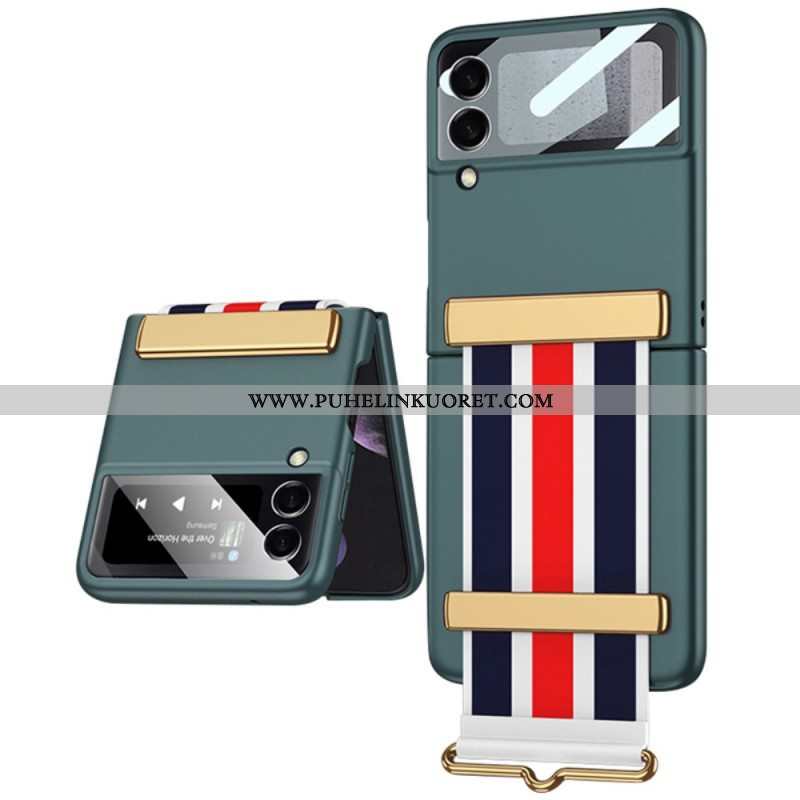 Case Samsung Galaxy Z Flip 3 5G Kotelot Flip Karkaistu Lasi Ja Gkk-hihna