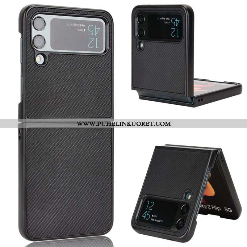 Case Samsung Galaxy Z Flip 4 Kotelot Flip Nahkavaikutteinen Hiilikuiturakenne