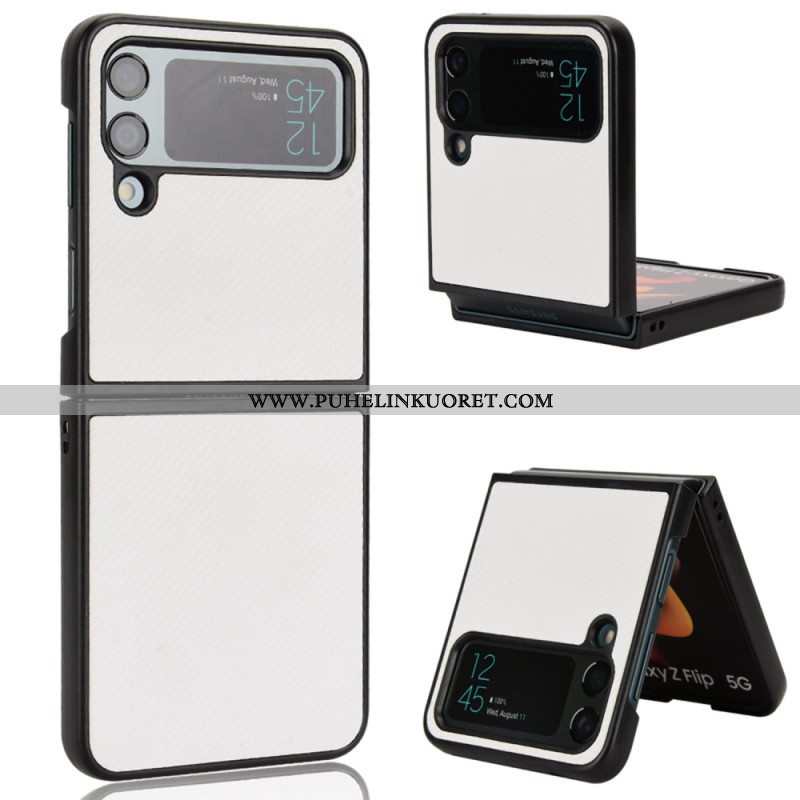 Case Samsung Galaxy Z Flip 4 Kotelot Flip Nahkavaikutteinen Hiilikuiturakenne