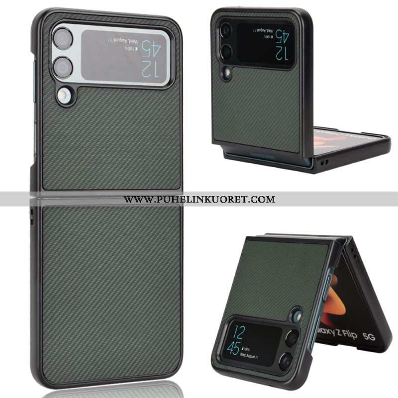 Case Samsung Galaxy Z Flip 4 Kotelot Flip Nahkavaikutteinen Hiilikuiturakenne