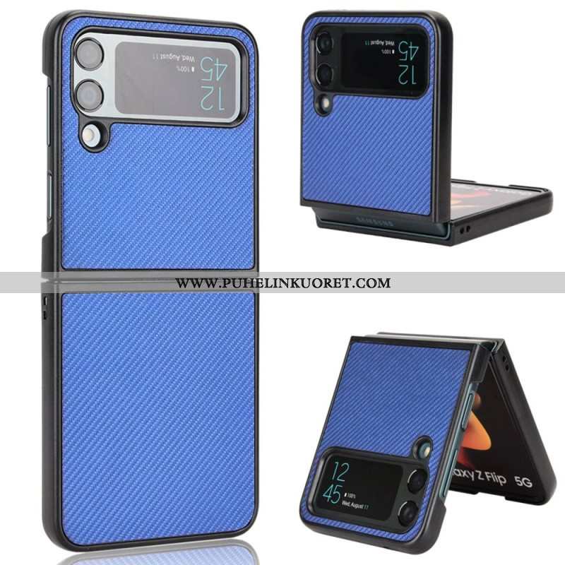 Case Samsung Galaxy Z Flip 4 Kotelot Flip Nahkavaikutteinen Hiilikuiturakenne