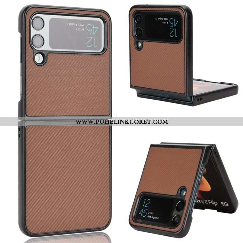 Case Samsung Galaxy Z Flip 4 Kotelot Flip Nahkavaikutteinen Hiilikuiturakenne