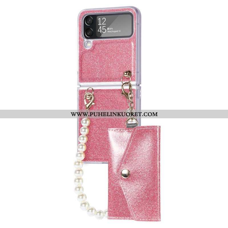 Case Samsung Galaxy Z Flip 4 Kotelot Flip Kiiltävä Korttikotelo