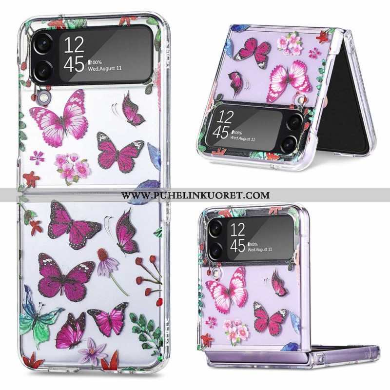 Case Samsung Galaxy Z Flip 4 Kotelot Flip Useita Perhosia