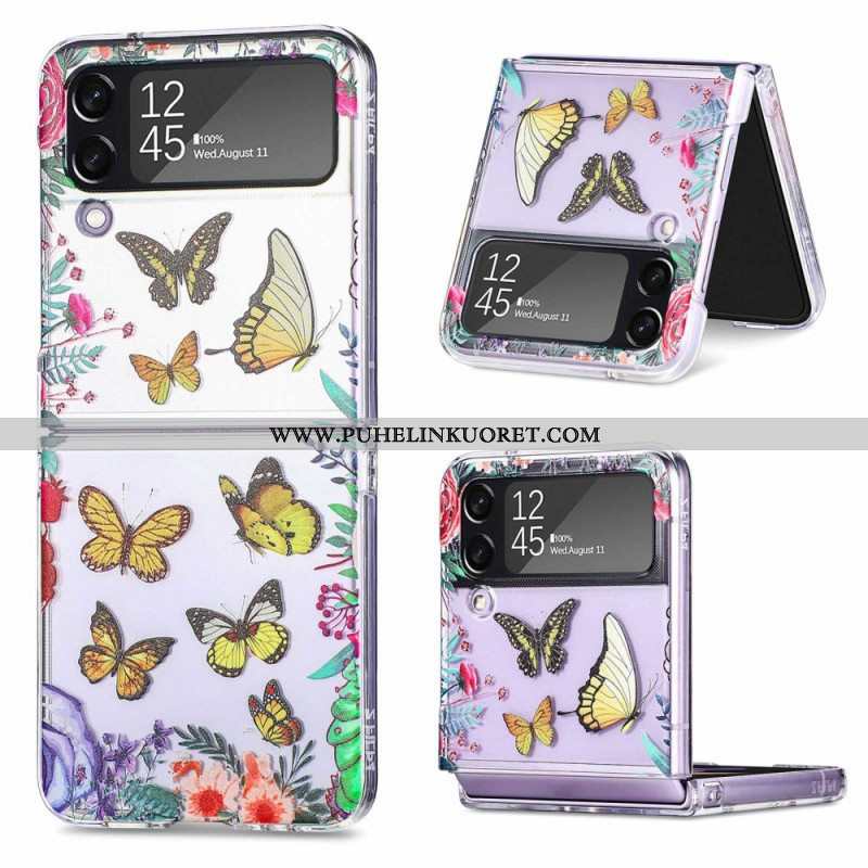 Case Samsung Galaxy Z Flip 4 Kotelot Flip Useita Perhosia