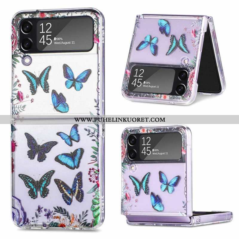 Case Samsung Galaxy Z Flip 4 Kotelot Flip Useita Perhosia