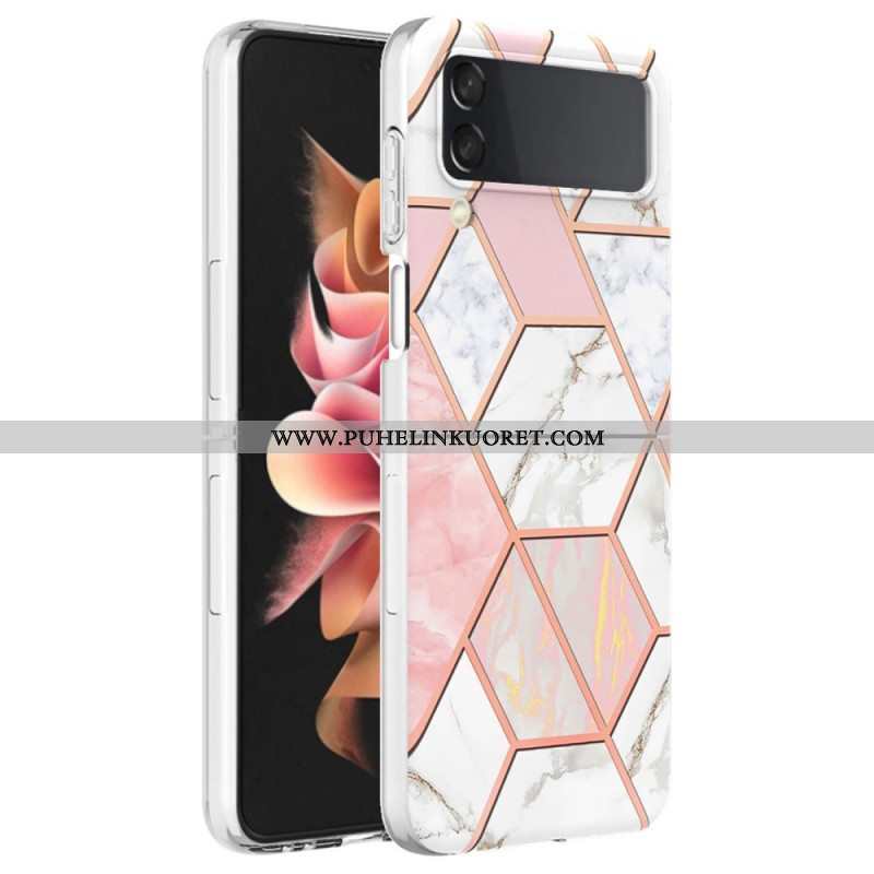 Case Samsung Galaxy Z Flip 4 Kotelot Flip Geometrinen Marmori