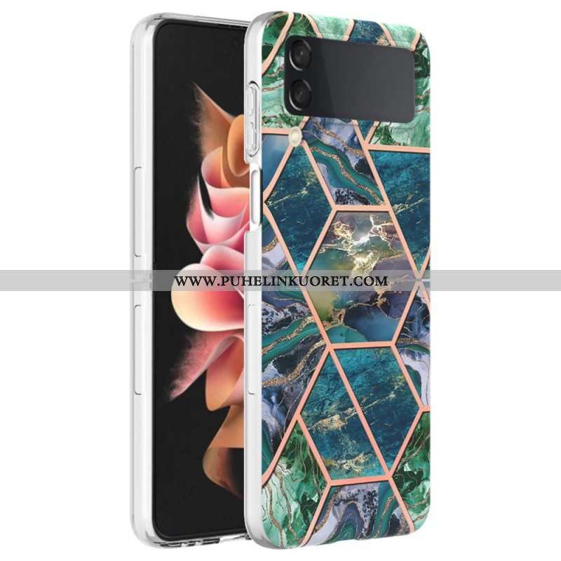 Case Samsung Galaxy Z Flip 4 Kotelot Flip Geometrinen Marmori