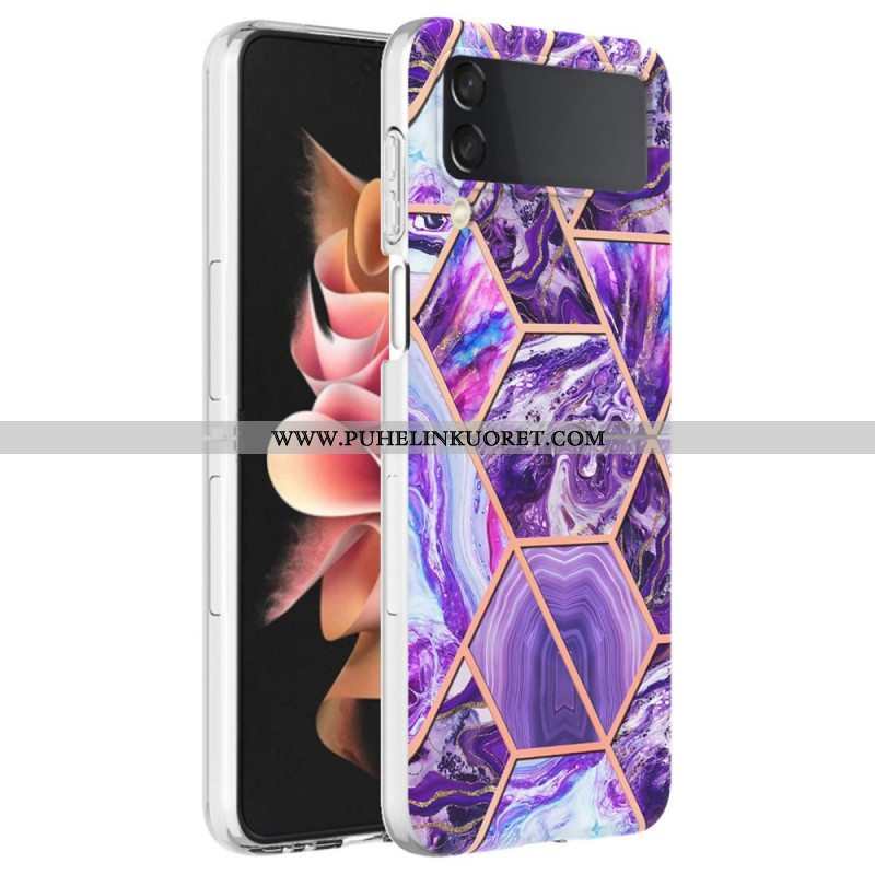 Case Samsung Galaxy Z Flip 4 Kotelot Flip Geometrinen Marmori