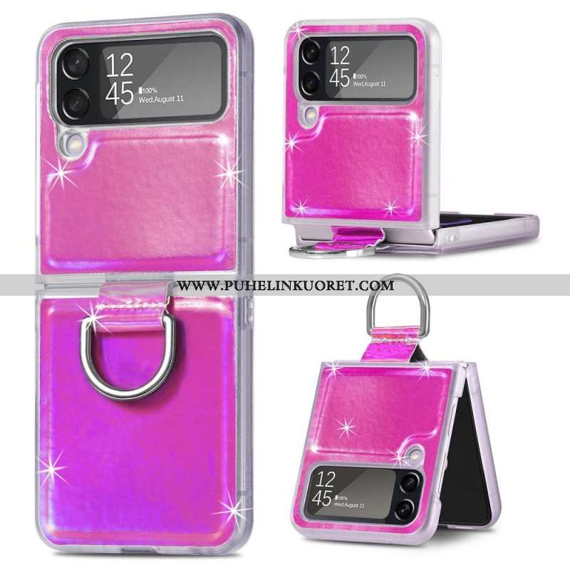 Case Samsung Galaxy Z Flip 4 Kotelot Flip Sähköiset Värit Ja Rengas