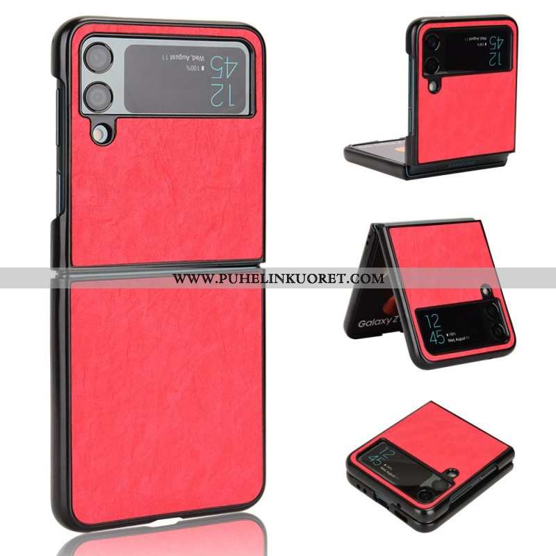 Kuori Samsung Galaxy Z Flip 4 Kotelot Flip Leather Effect Pehmeys