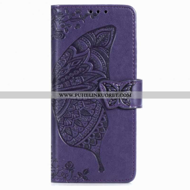 Kotelot Samsung Galaxy Z Fold 3 5G Butterfly Design Kaulanauhalla