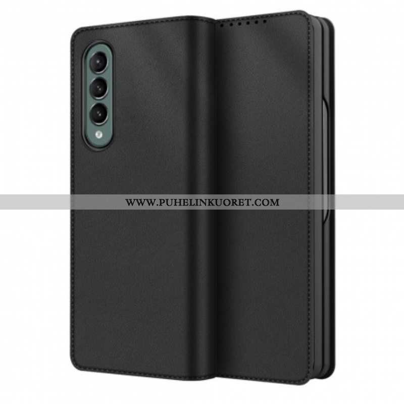 Puhelinkuoret Samsung Galaxy Z Fold 3 5G Kotelot Flip Skin-touch Haljasnahkaa