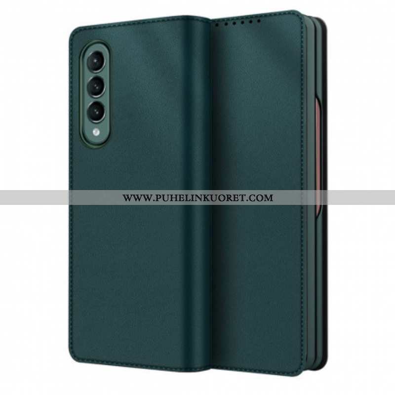 Puhelinkuoret Samsung Galaxy Z Fold 3 5G Kotelot Flip Skin-touch Haljasnahkaa