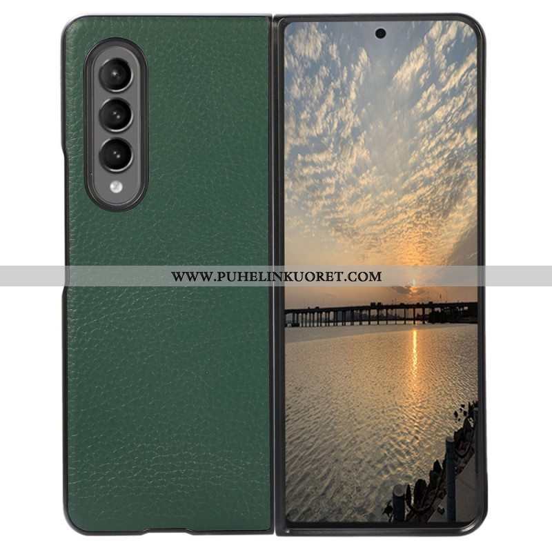 Kuori Samsung Galaxy Z Fold 4 Litchi Faux Leather Vintage -efekti