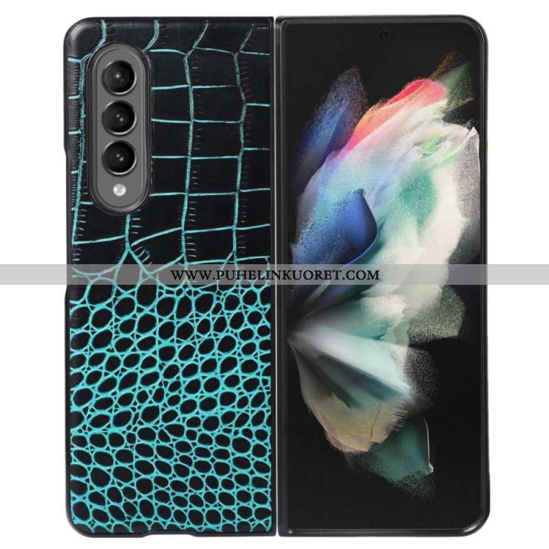 Case Samsung Galaxy Z Fold 4 Trendikäs Crocodile Effect Aitoa Nahkaa