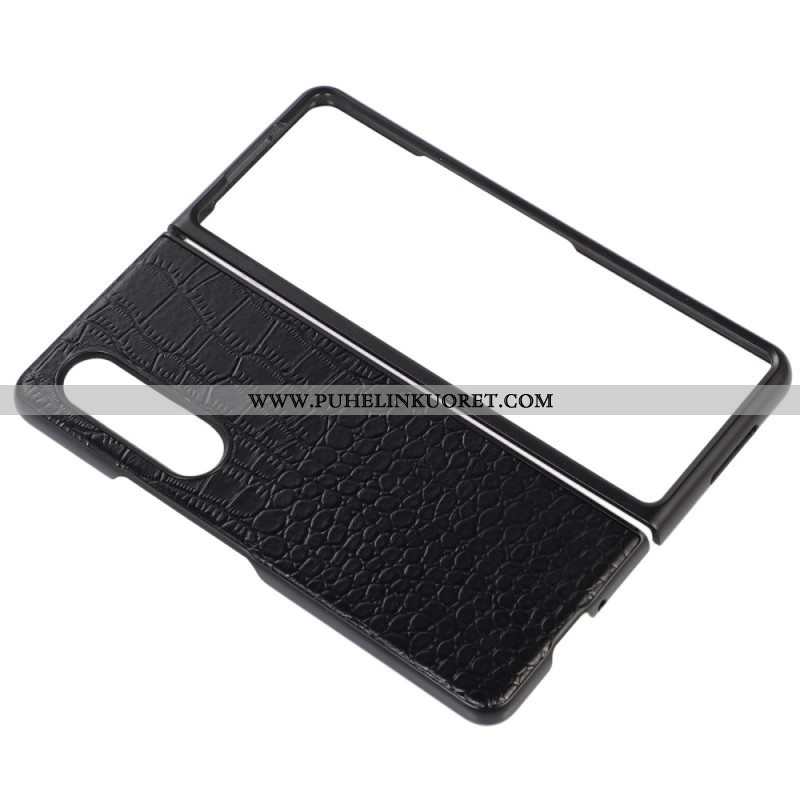 Case Samsung Galaxy Z Fold 4 Trendikäs Crocodile Effect Aitoa Nahkaa