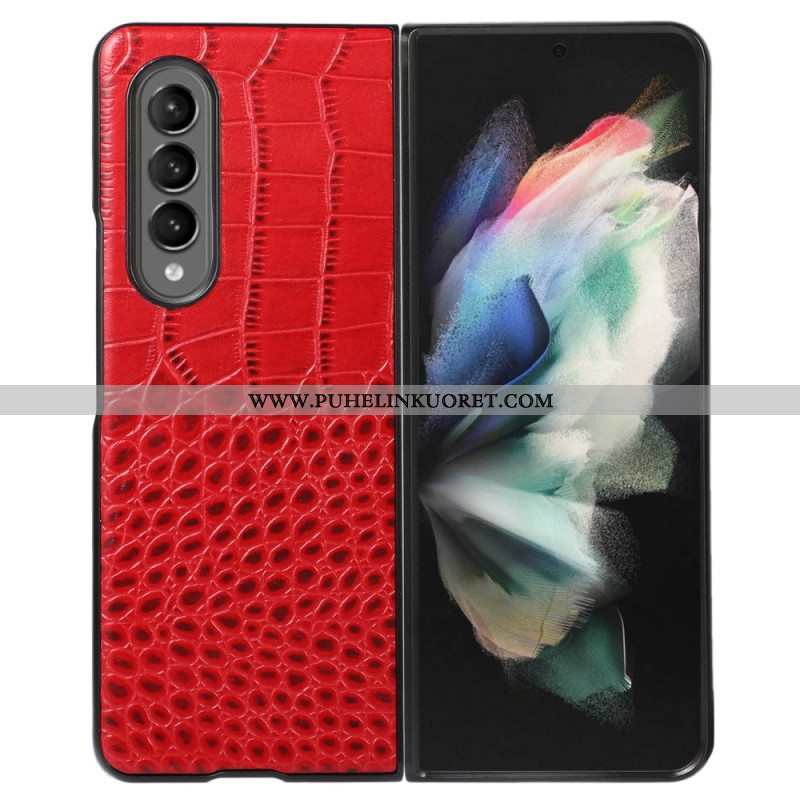 Case Samsung Galaxy Z Fold 4 Trendikäs Crocodile Effect Aitoa Nahkaa