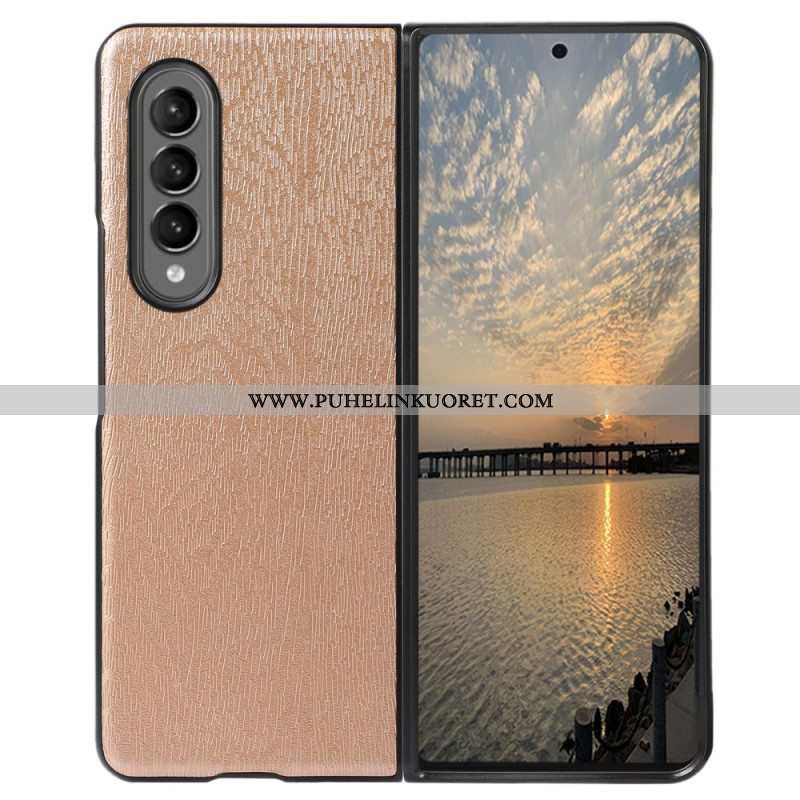 Case Samsung Galaxy Z Fold 4 Faux Leather Puun Rakenne