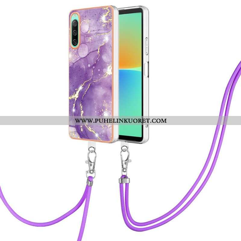 Case Sony Xperia 10 IV Kiristysnyörillä Marmorijohdolla