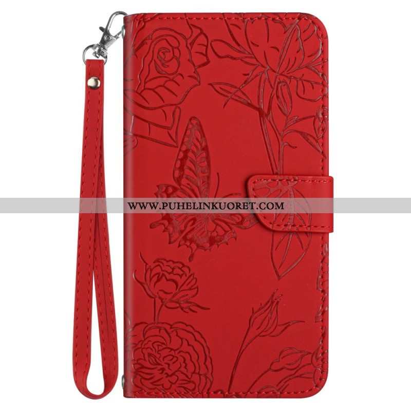 Flip Case Sony Xperia 5 IV Perhosia Kaulanauhalla