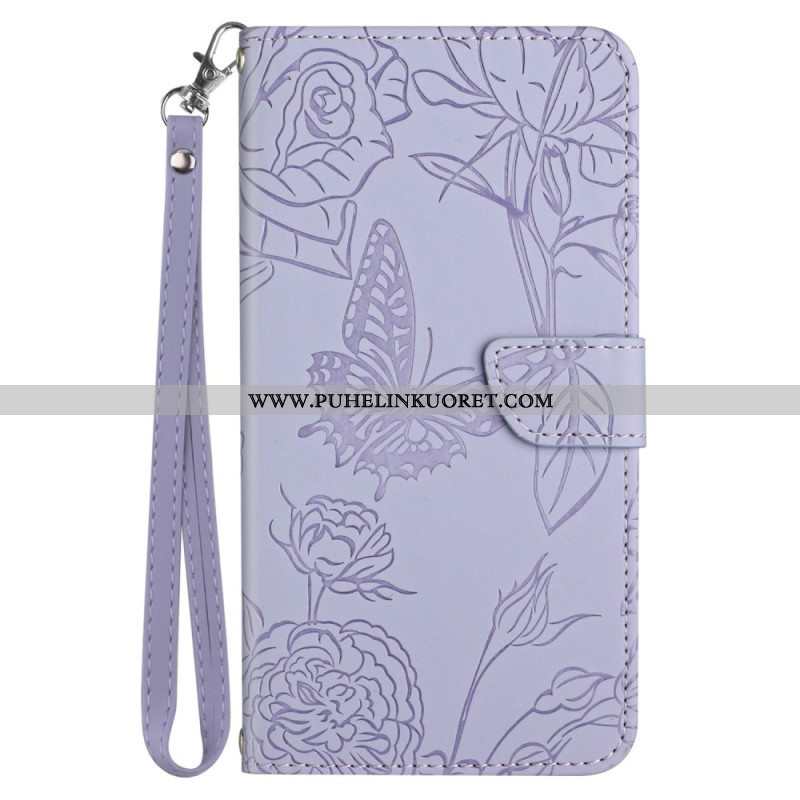 Flip Case Sony Xperia 5 IV Perhosia Kaulanauhalla