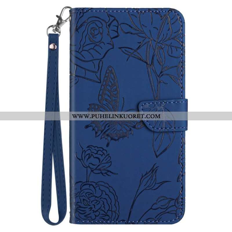 Flip Case Sony Xperia 5 IV Perhosia Kaulanauhalla