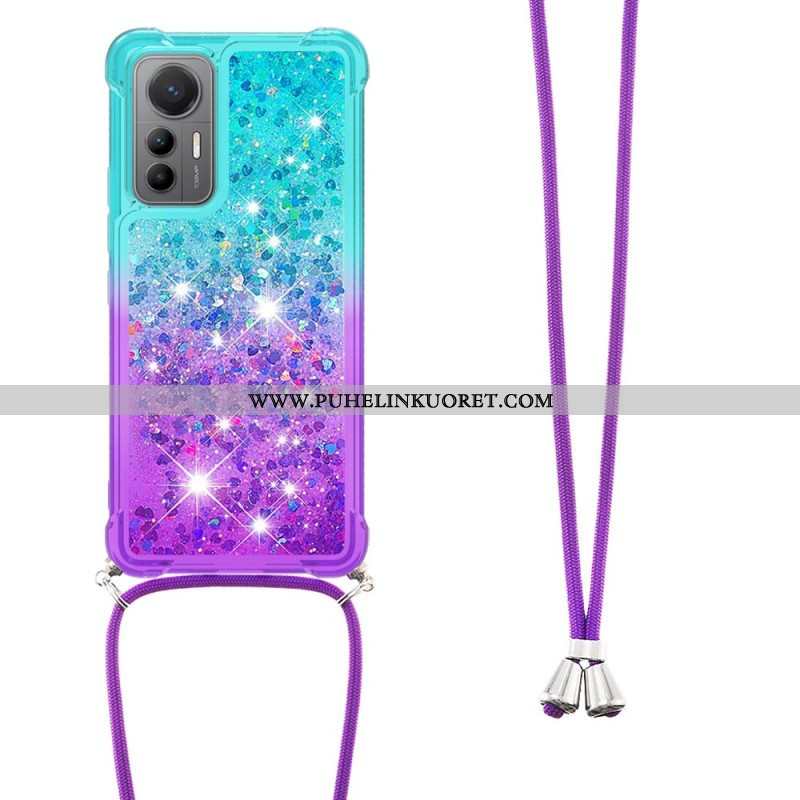 Case Xiaomi 12 Lite Kiristysnyörillä Glitter Silikoni Johto