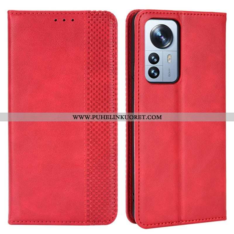 Puhelinkuoret Xiaomi 12 Pro Kotelot Flip Tyylitelty Vintage-nahkaefekti