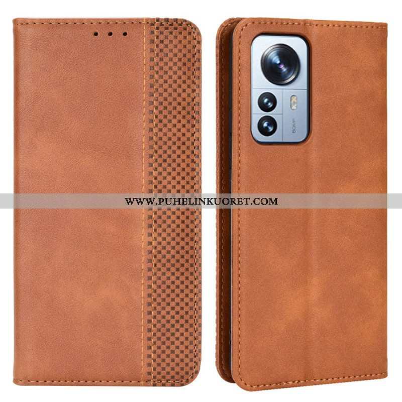 Puhelinkuoret Xiaomi 12 Pro Kotelot Flip Tyylitelty Vintage-nahkaefekti