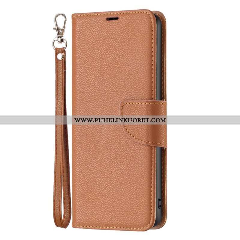 Flip Case Xiaomi 12T / 12T Pro Suojaketju Kuori Strappy Litchi Leather Style