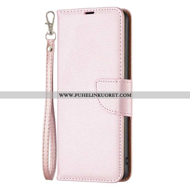 Flip Case Xiaomi 12T / 12T Pro Suojaketju Kuori Strappy Litchi Leather Style