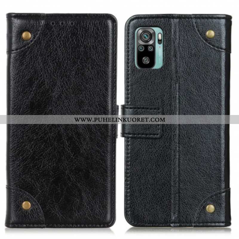 Flip Case Xiaomi Redmi Note 10 / 10S Tyylikkäät Nappan Nahkaiset Vintage-niitit