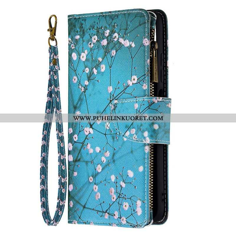 Flip Case Xiaomi Redmi Note 10 5G Vetoketjullinen Puutasku