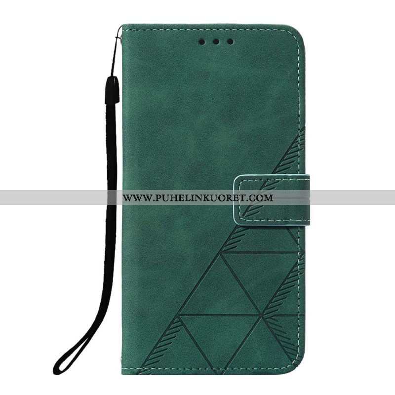 Kotelot Xiaomi Redmi Note 10 Pro Suojaketju Kuori Strappy Geometric Leather Style