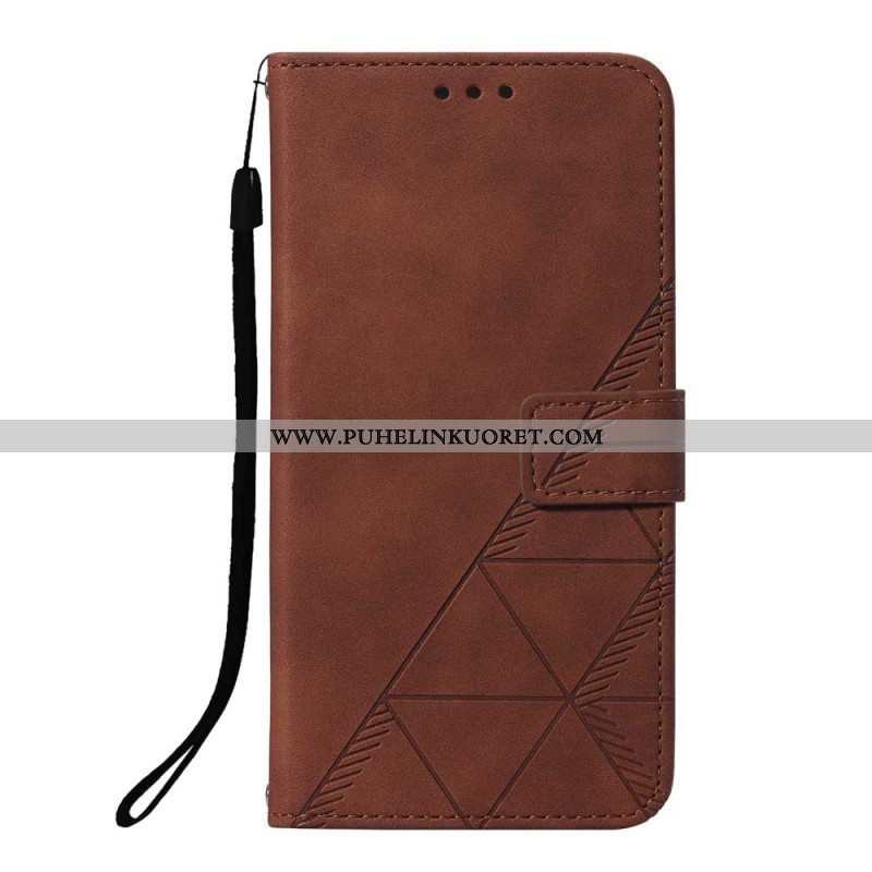 Kotelot Xiaomi Redmi Note 10 Pro Suojaketju Kuori Strappy Geometric Leather Style