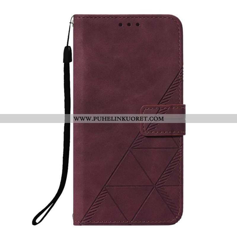 Kotelot Xiaomi Redmi Note 10 Pro Suojaketju Kuori Strappy Geometric Leather Style