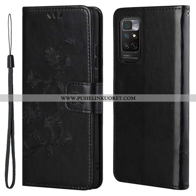 Flip Case Xiaomi Redmi Note 11 / 11S Suojaketju Kuori Strap Kukat