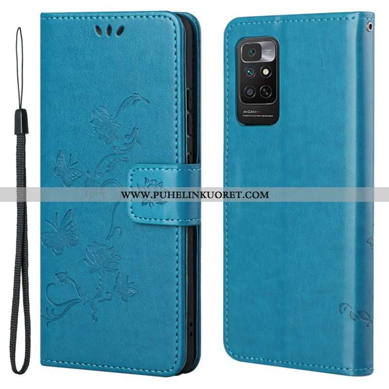 Flip Case Xiaomi Redmi Note 11 / 11S Suojaketju Kuori Strap Kukat