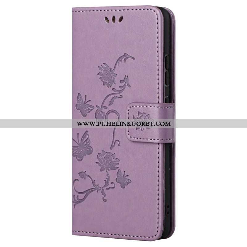 Flip Case Xiaomi Redmi Note 11 / 11S Suojaketju Kuori Strap Kukat